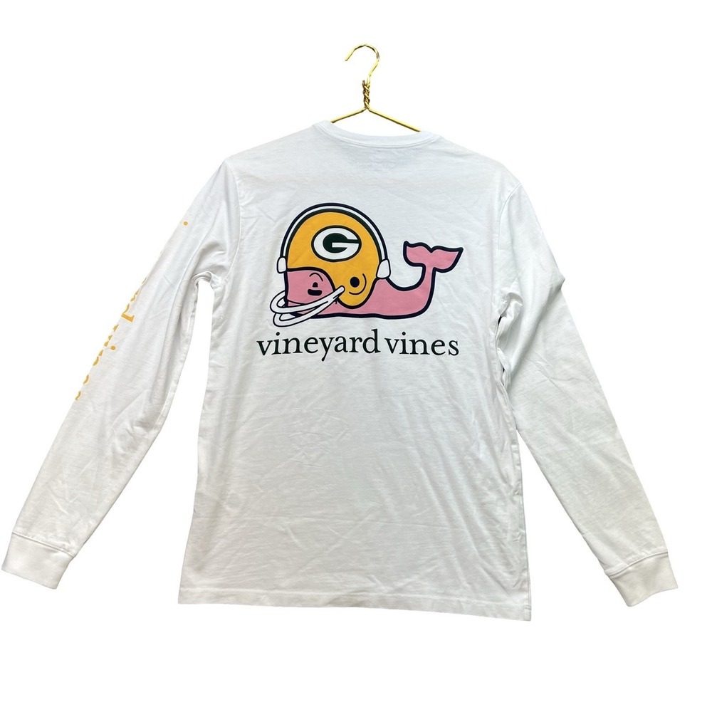 Vineyard Vines Green Bay Packers Long Sleeve Shirt XS NWT NFL Whale Logo White